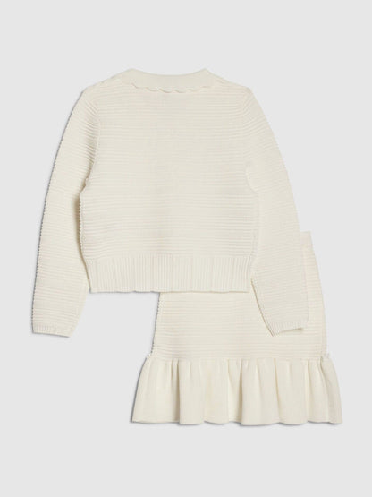 Dsiney Kidz - River Island White Floral Cardigan & Skirt Set image 3