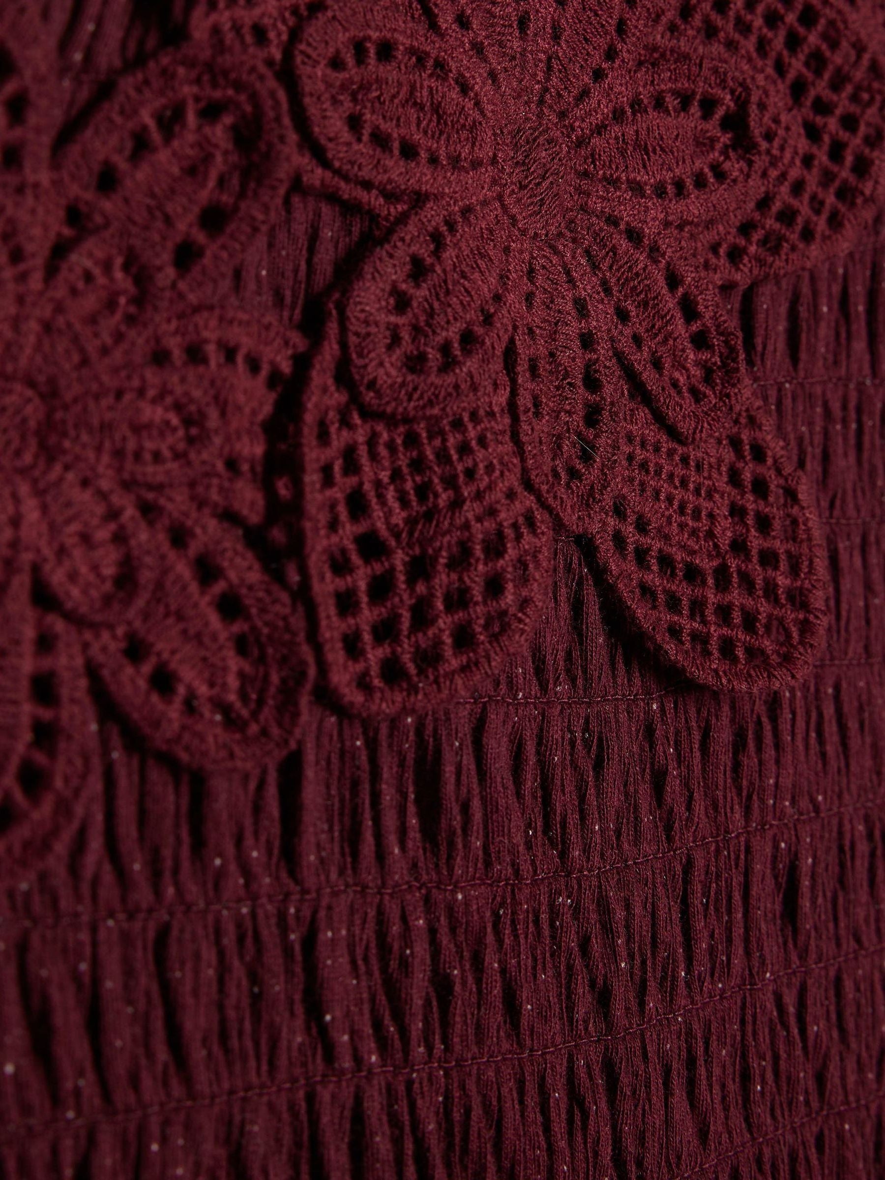 River Island Brown Asymmetric Crochet Flower Dress image 3