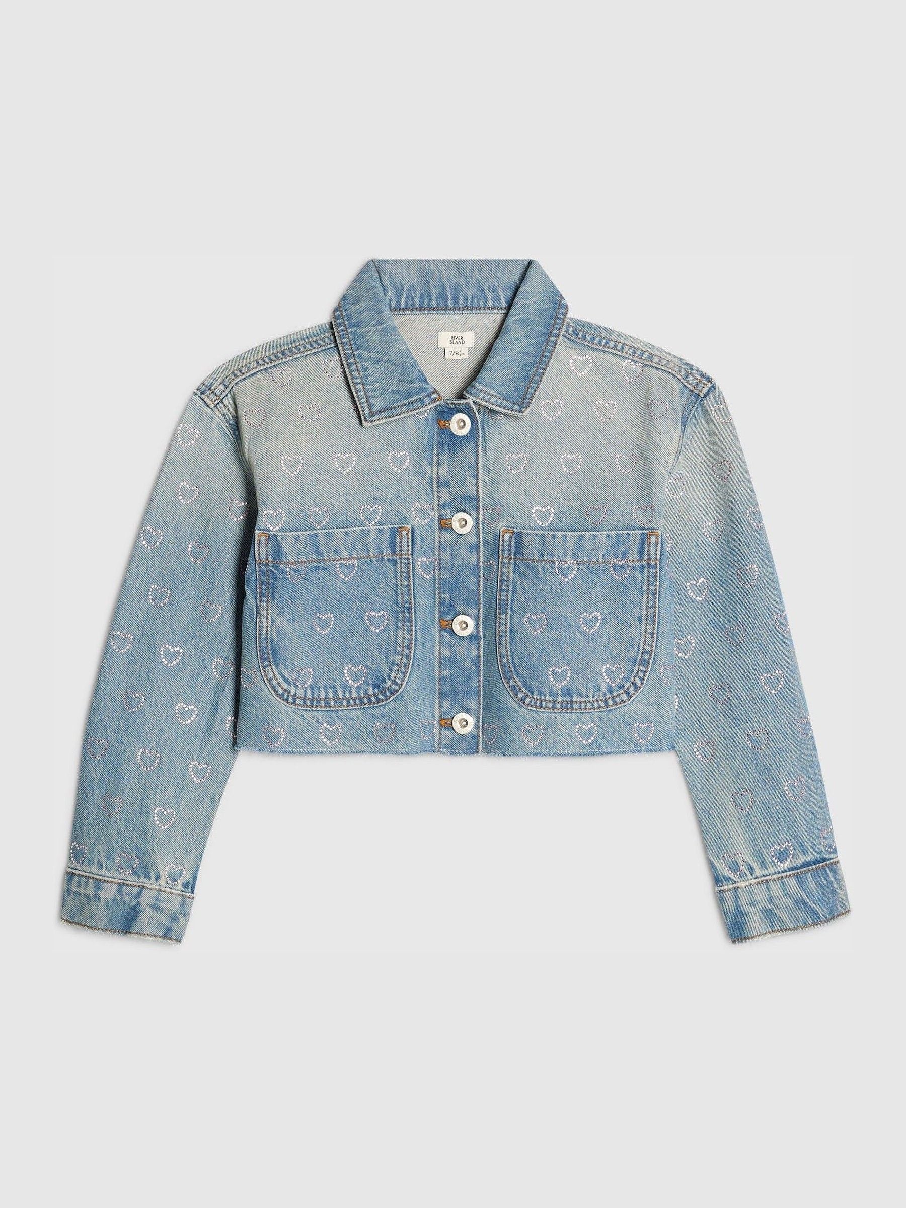 Dsiney Kidz - River Island Blue Heart Embellished Denim Jacket image 1