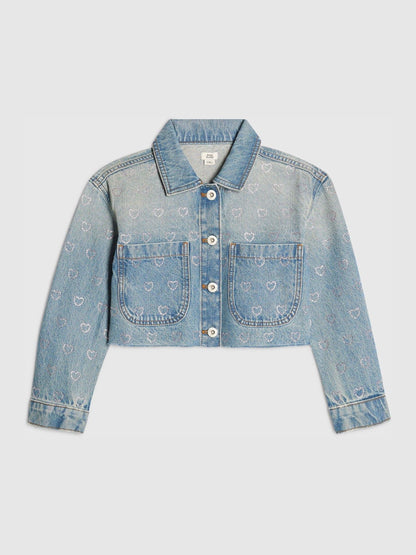Dsiney Kidz - River Island Blue Heart Embellished Denim Jacket image 1