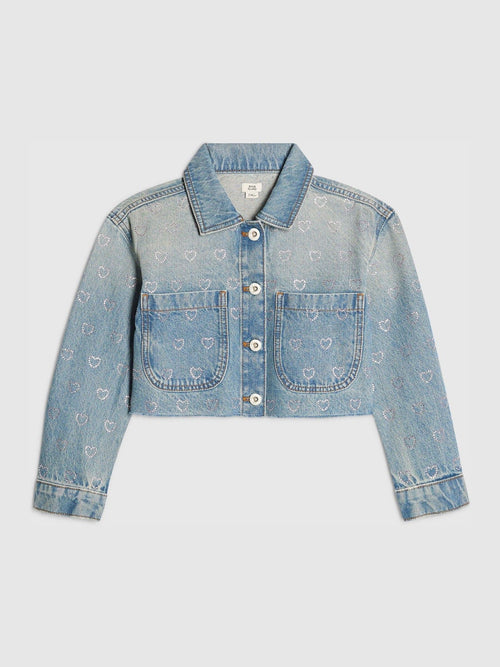 Dsiney Kidz - River Island Blue Heart Embellished Denim Jacket image 1