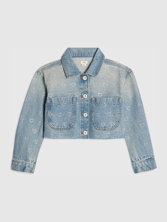 Dsiney Kidz - River Island Blue Heart Embellished Denim Jacket image 1