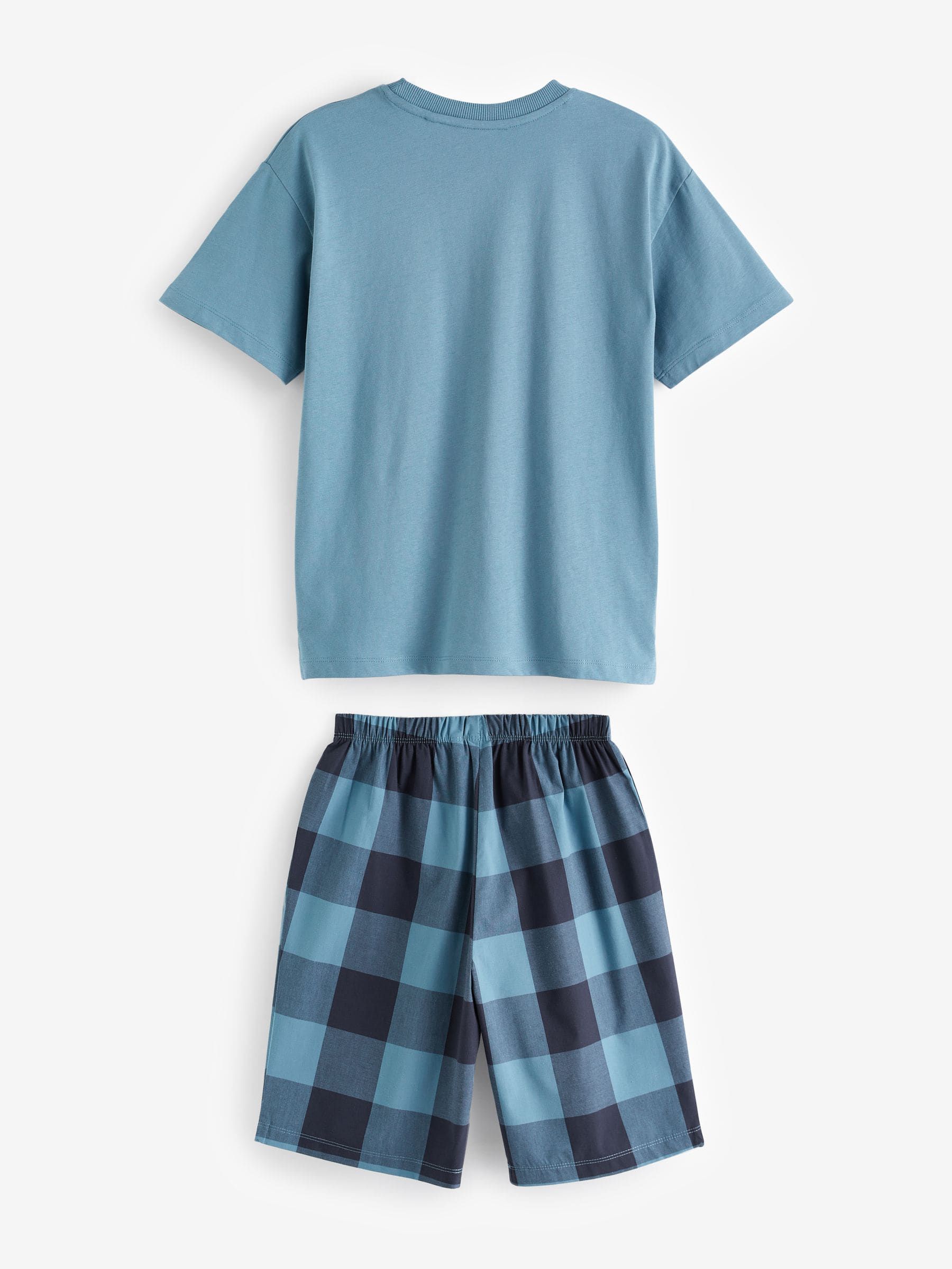 Khaki/Lilac Woven Check Short Pyjamas 3 Pack (3-16yrs) image 4