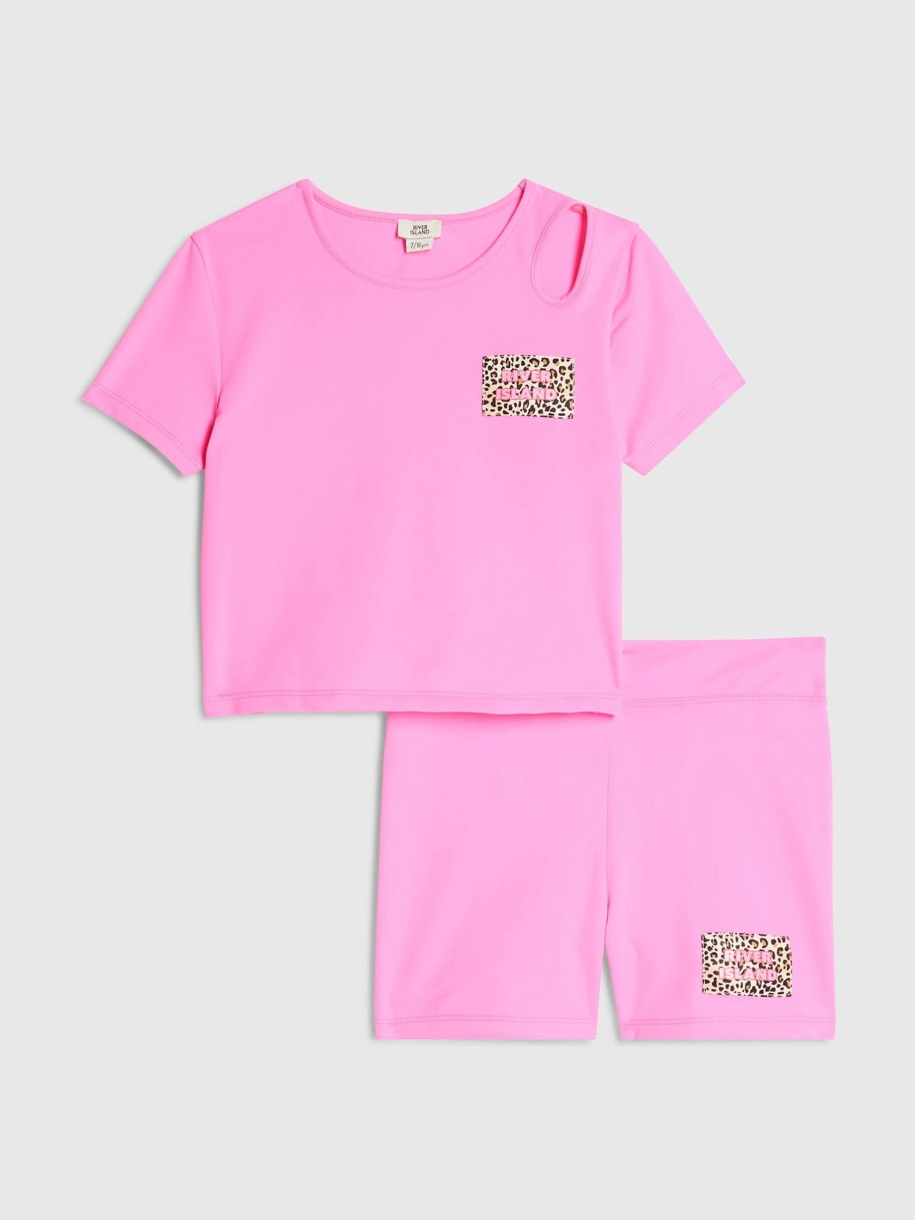 Dsiney Kidz - River Island Pink Active Top & Cycling Shorts Set image 1