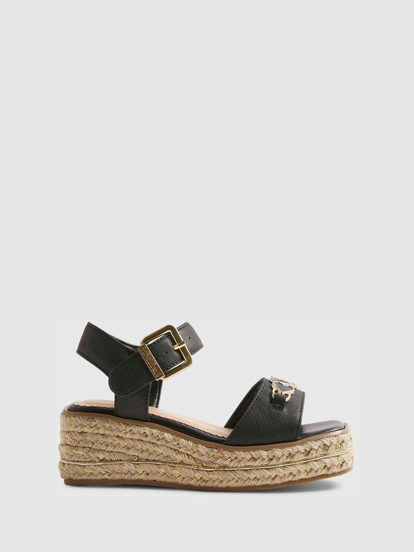 River Island Black Heart Snaffle Wedge Sandals image 1