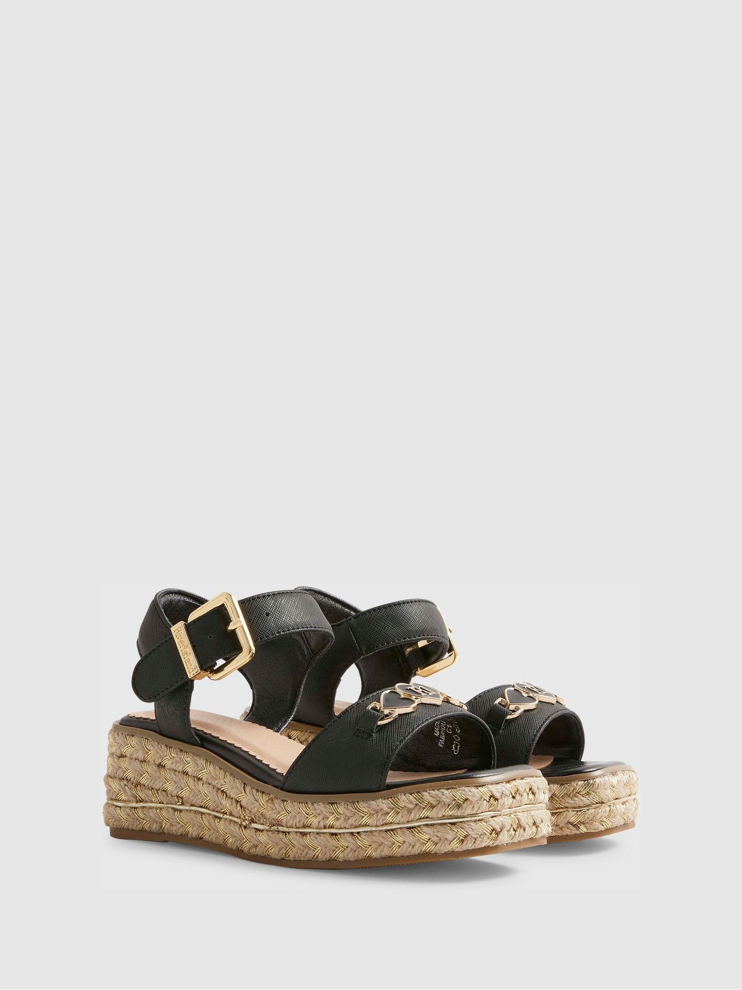 River Island Black Heart Snaffle Wedge Sandals image 2