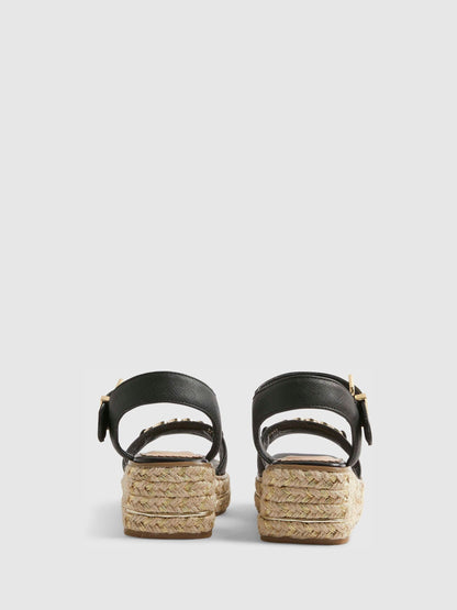 River Island Black Heart Snaffle Wedge Sandals image 3