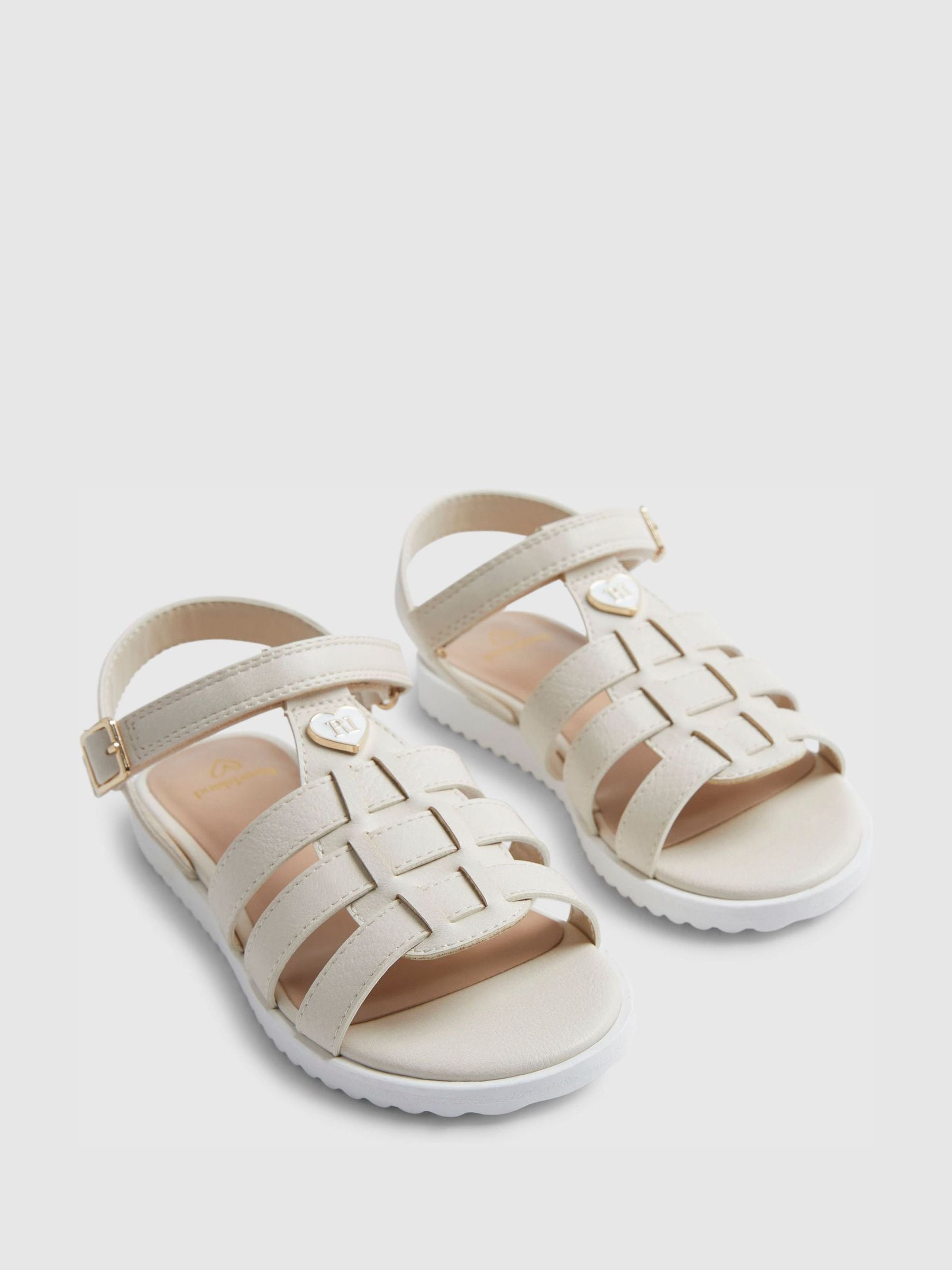 River Island Cream Heart Plait Flat Sandals image 3