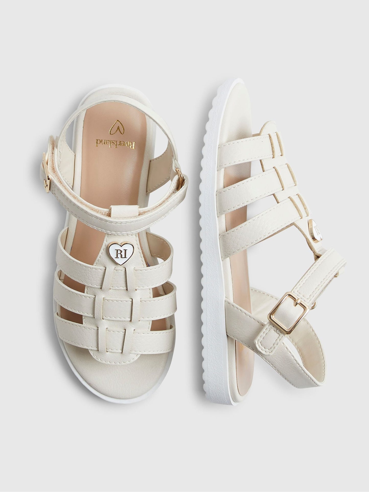River Island Cream Heart Plait Flat Sandals image 5