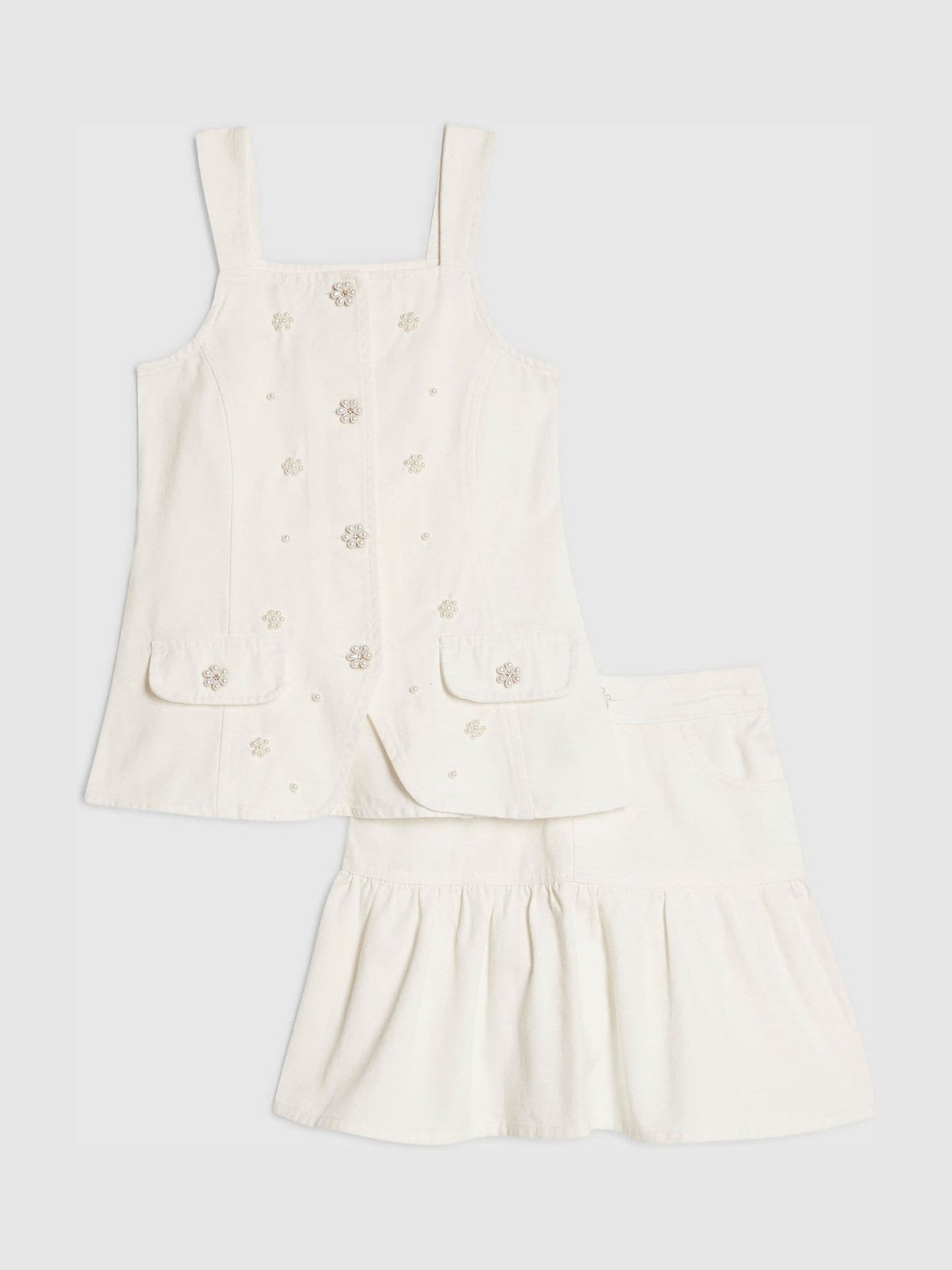 Dsiney Kidz - River Island White Pearl Waistcoat & Skirt Set image 1
