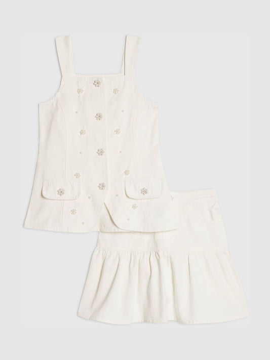 Dsiney Kidz - River Island White Pearl Waistcoat & Skirt Set image 1