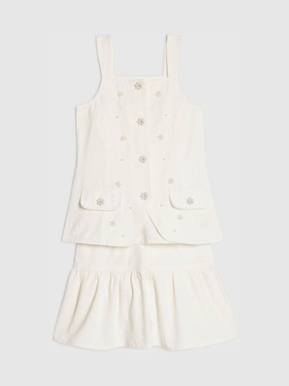 Dsiney Kidz - River Island White Pearl Waistcoat & Skirt Set image 3