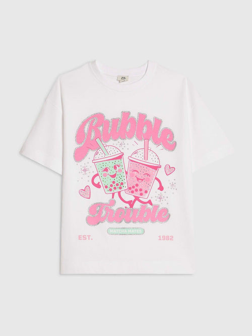 Dsiney Kidz - River Island White Bubble Trouble Matcha T-Shirt image 1