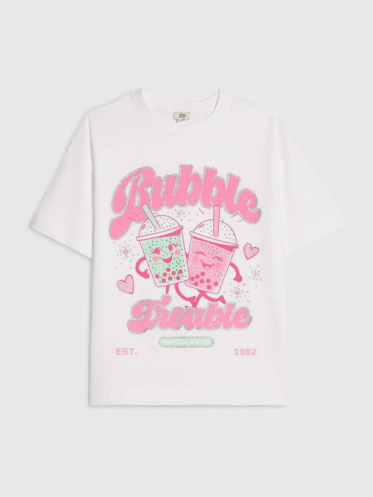 Dsiney Kidz - River Island White Bubble Trouble Matcha T-Shirt image 1