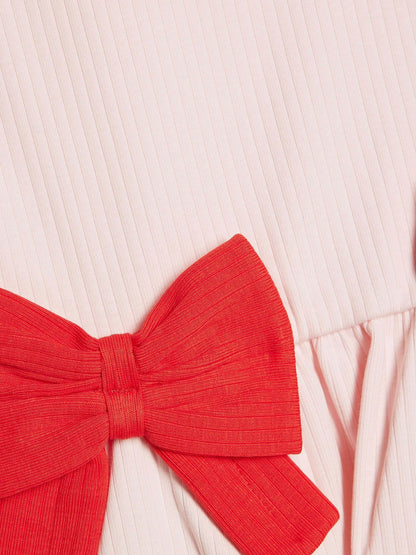 River Island Red Peplum Bow Top & Rib Shorts Set image 5