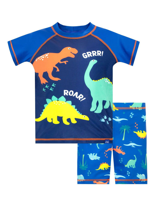 Harry Bear Blue Dinosaur Print Boys Two Piece Top & Shorts Set image 1