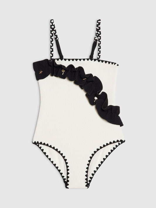 Dsiney Kidz - River Island White Mono Ruffle Swimsuit image 1