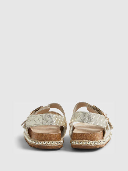 River Island Gold Weave Buckle Footbed Sandals image 2