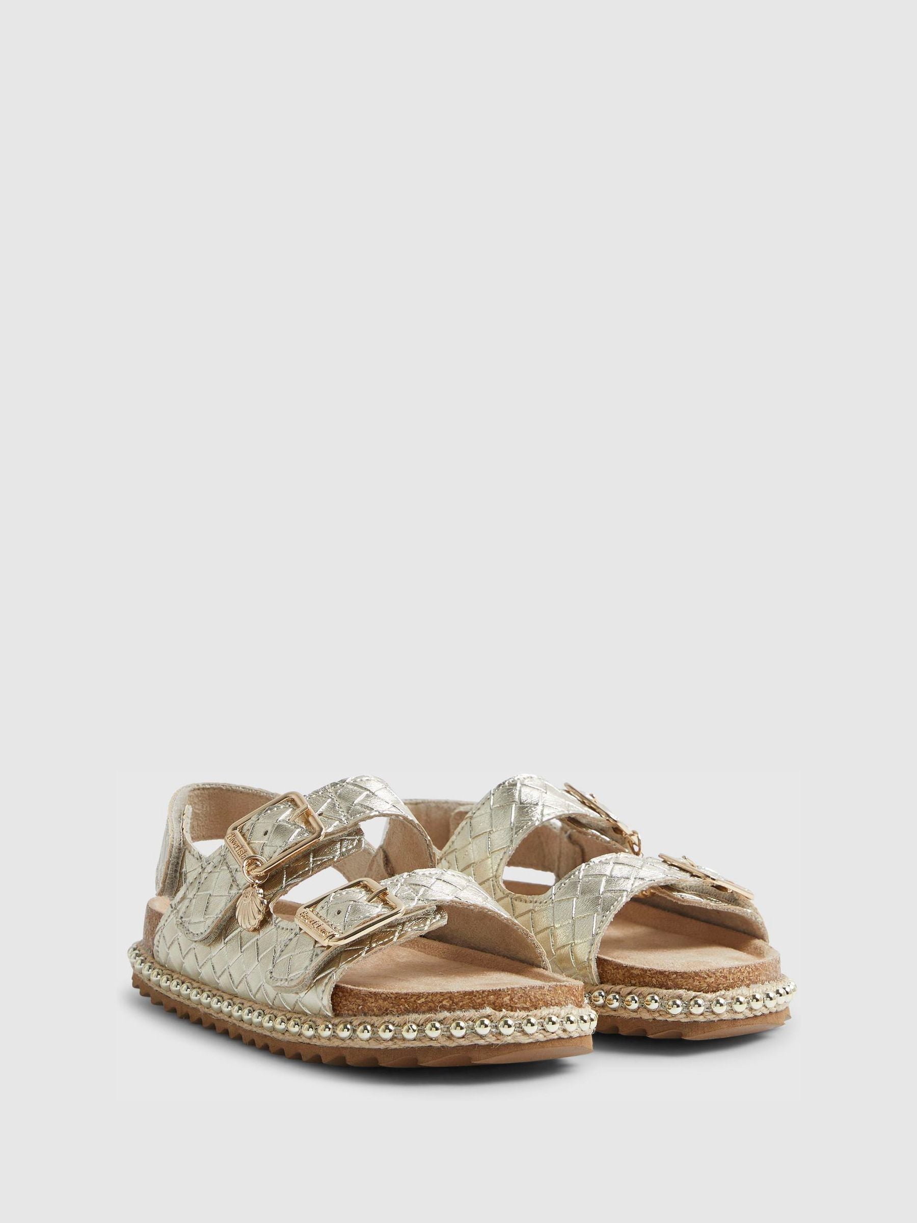 River Island Gold Weave Buckle Footbed Sandals image 3