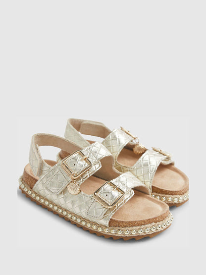 River Island Gold Weave Buckle Footbed Sandals image 4