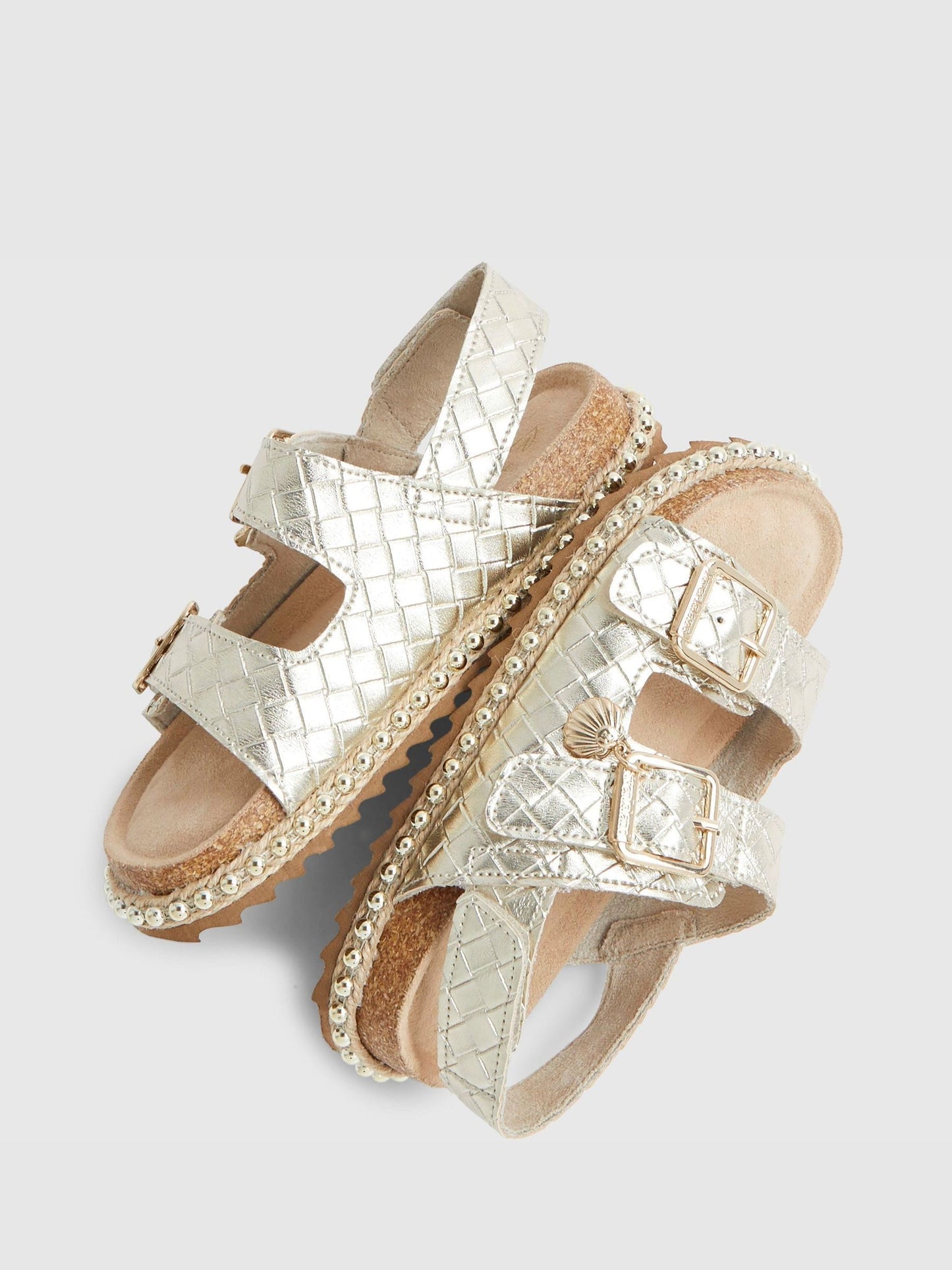 River Island Gold Weave Buckle Footbed Sandals image 5