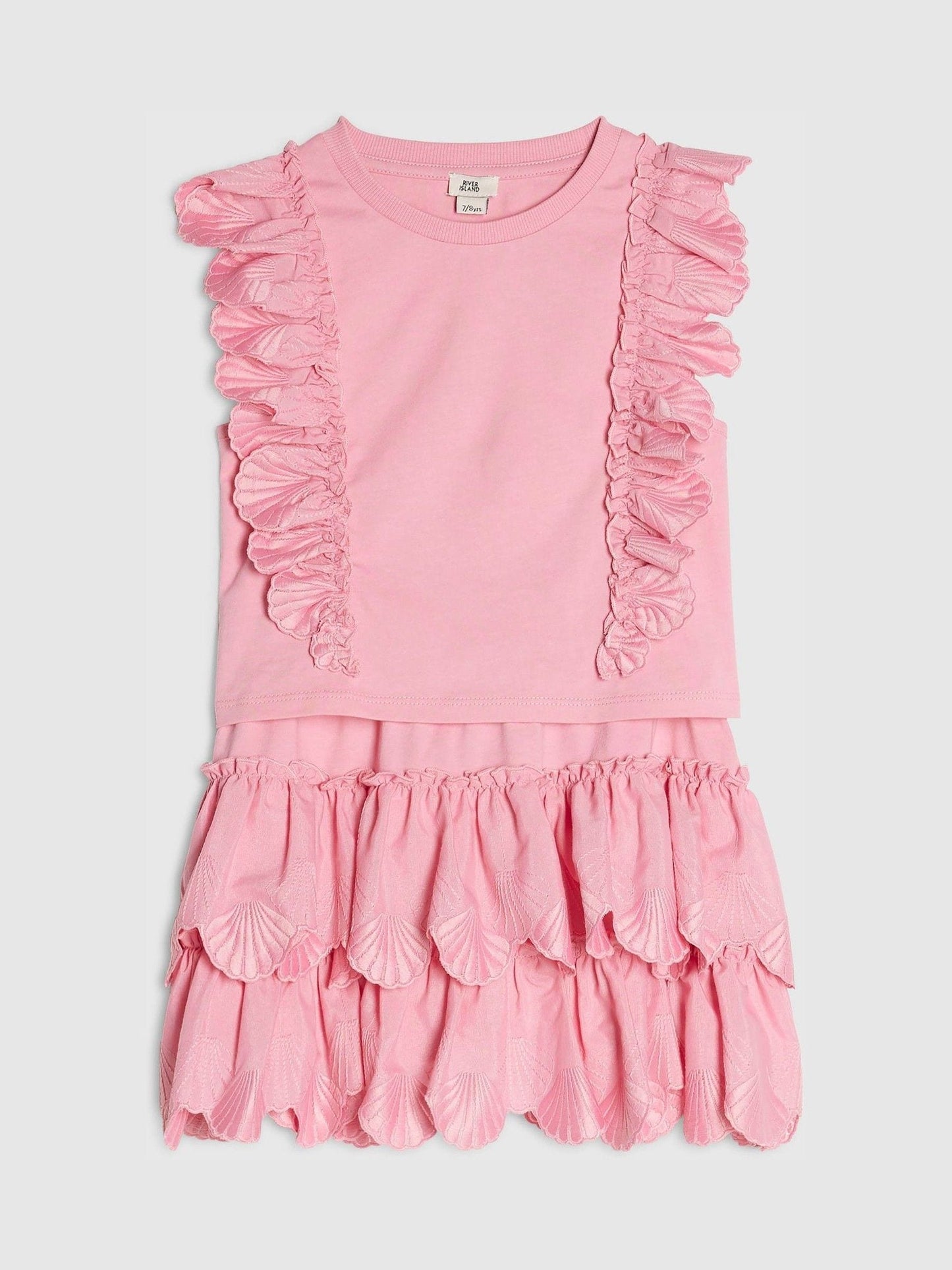 Dsiney Kidz - River Island Pink Shell Ruffle Top & Rara Skirt Set image 2
