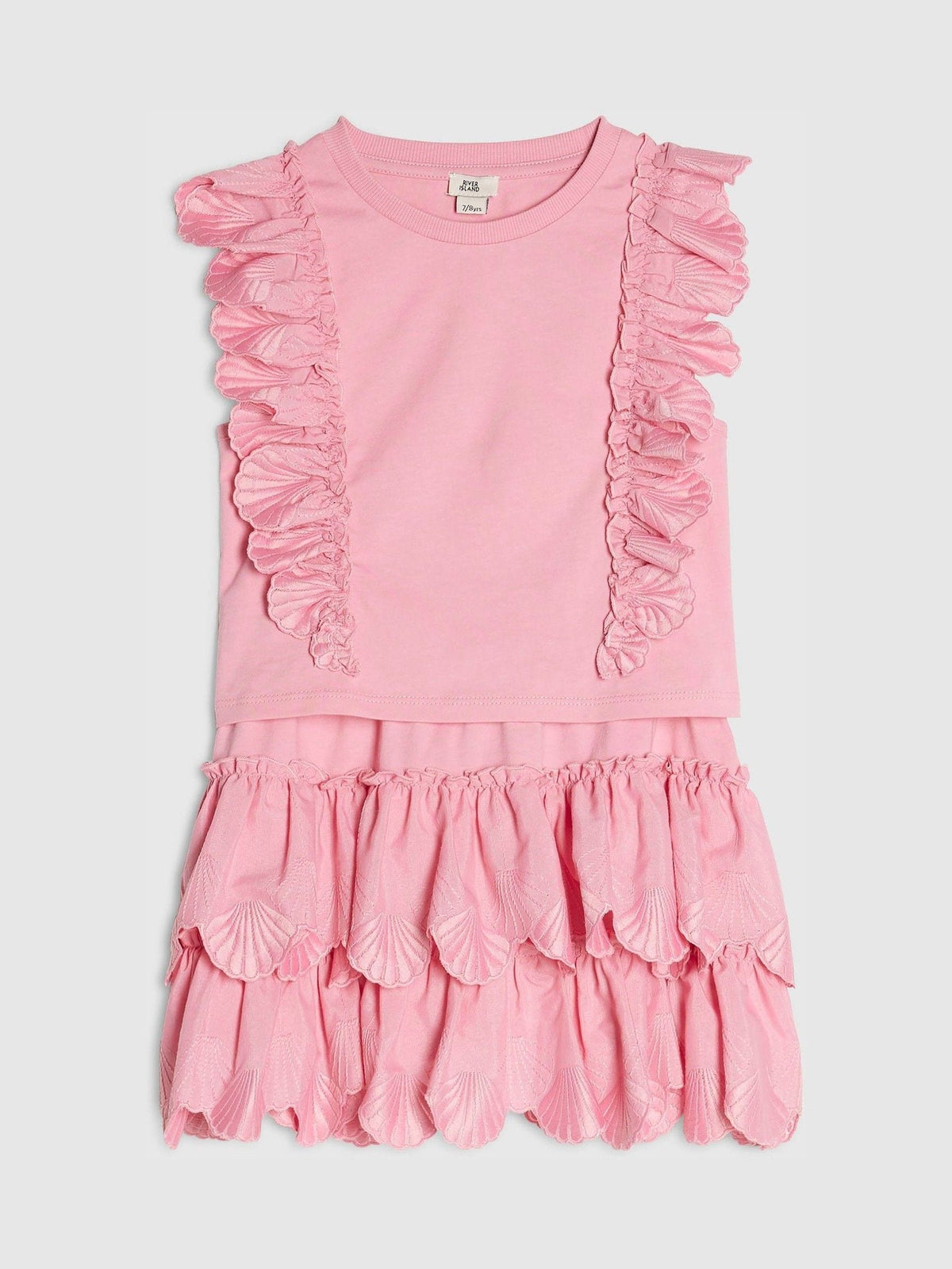 Dsiney Kidz - River Island Pink Shell Ruffle Top & Rara Skirt Set image 2