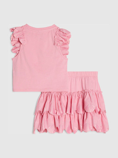 Dsiney Kidz - River Island Pink Shell Ruffle Top & Rara Skirt Set image 3