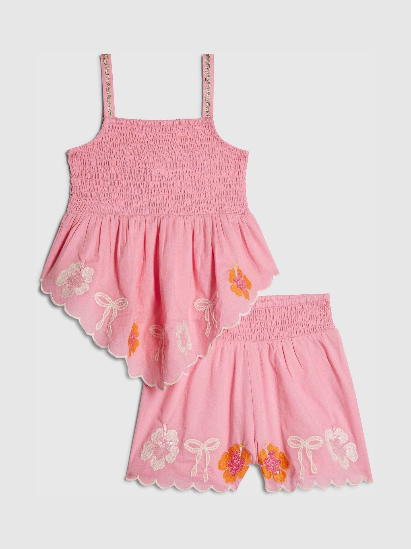 Dsiney Kidz - River Island Pink Embelished Hanky Hem Top & Skirt Set image 1