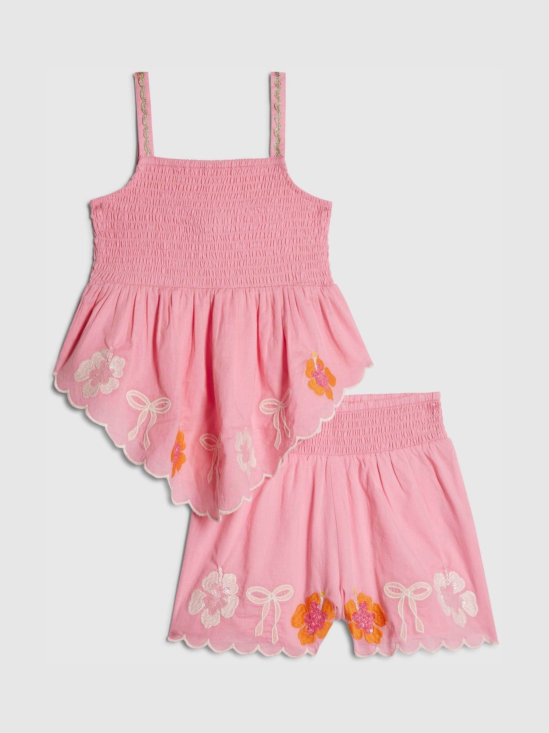 Dsiney Kidz - River Island Pink Embelished Hanky Hem Top & Skirt Set image 1