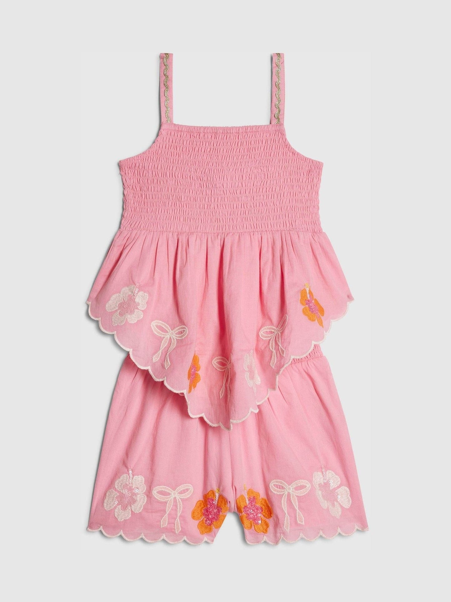 Dsiney Kidz - River Island Pink Embelished Hanky Hem Top & Skirt Set image 3