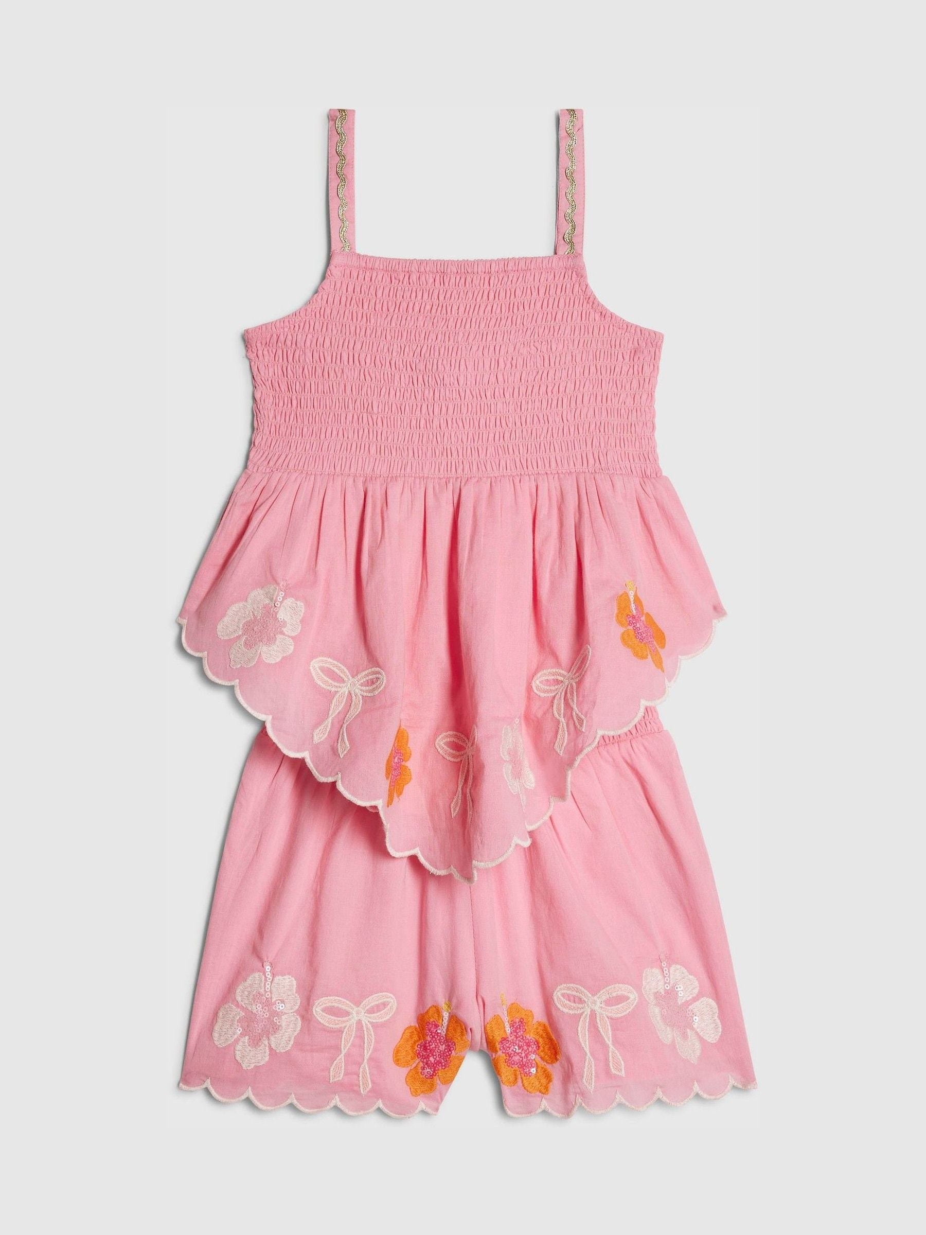 Dsiney Kidz - River Island Pink Embelished Hanky Hem Top & Skirt Set image 3