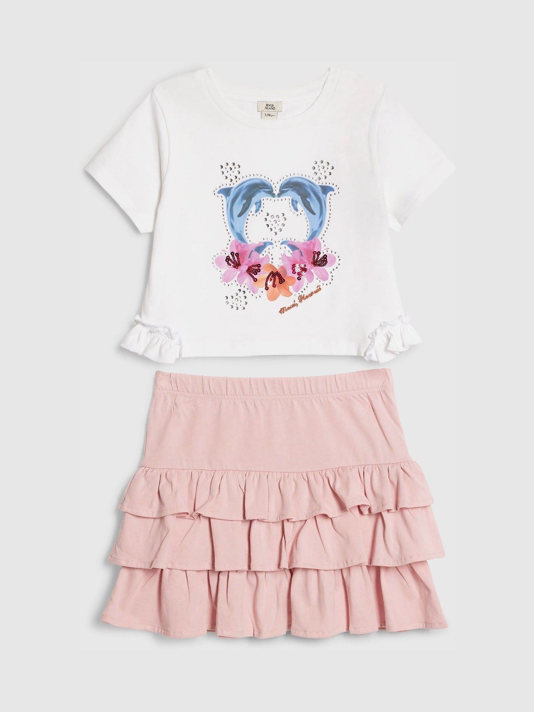 Dsiney Kidz - River Island White Dolphin Top & Rara Skirt Set image 1