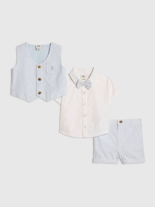 River Island Blue Shirt Waistcoat And Shorts Set image 1