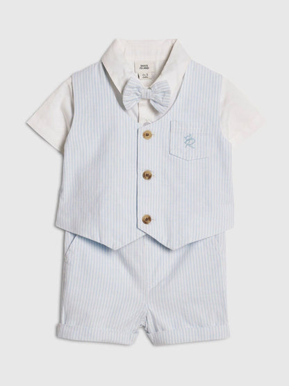 River Island Blue Shirt Waistcoat And Shorts Set image 3