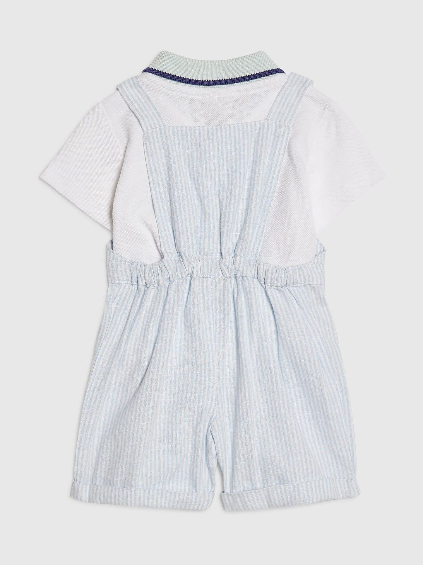 River Island Blue Stripe Dungaree Polo Dungarees Set image 2
