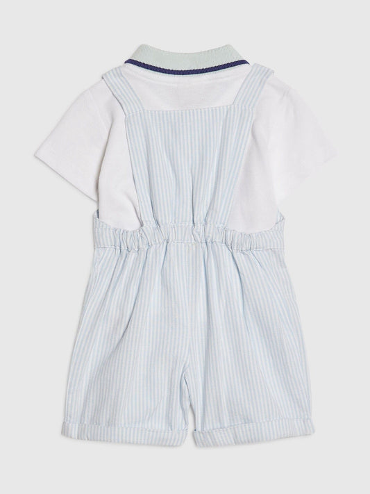 River Island Blue Stripe Dungaree Polo Dungarees Set image 2