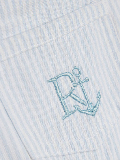 River Island Blue Stripe Dungaree Polo Dungarees Set image 3