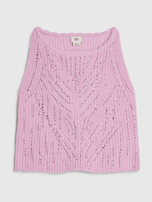 Dsiney Kidz - River Island Purple Diamonte Crochet Top image 1