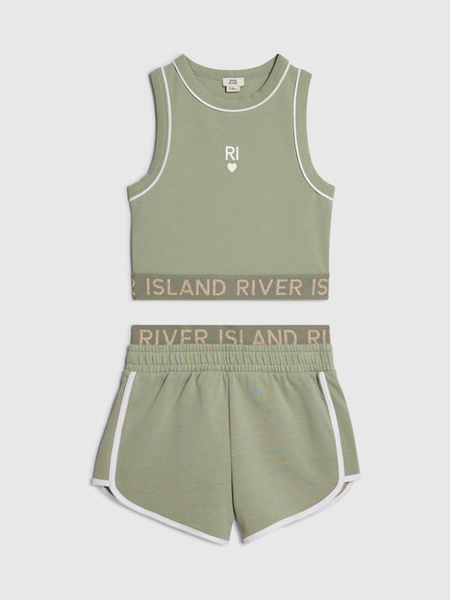 Dsiney Kidz - River Island Green Logo Waistband Tank & Short Set image 1