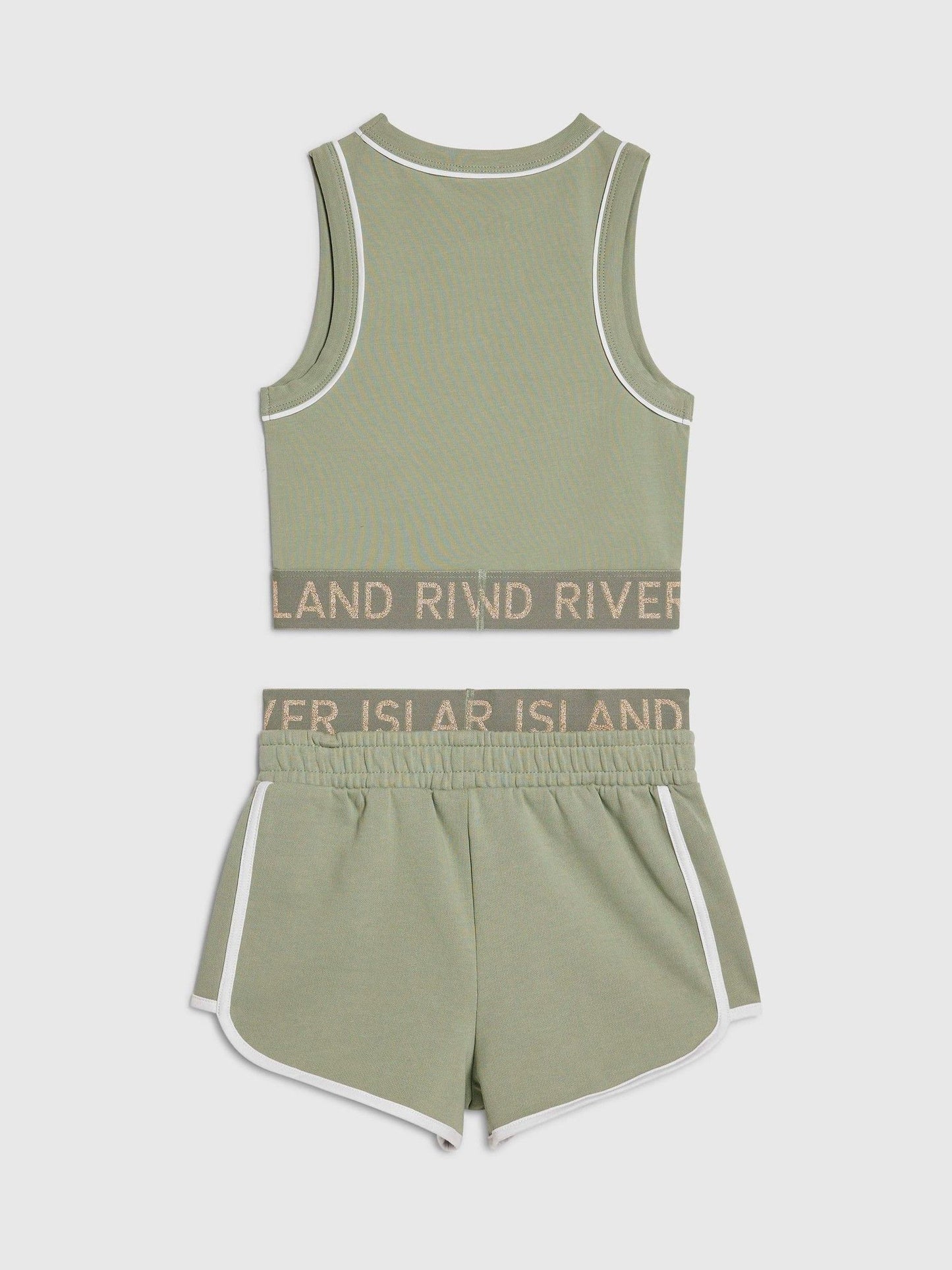Dsiney Kidz - River Island Green Logo Waistband Tank & Short Set image 2