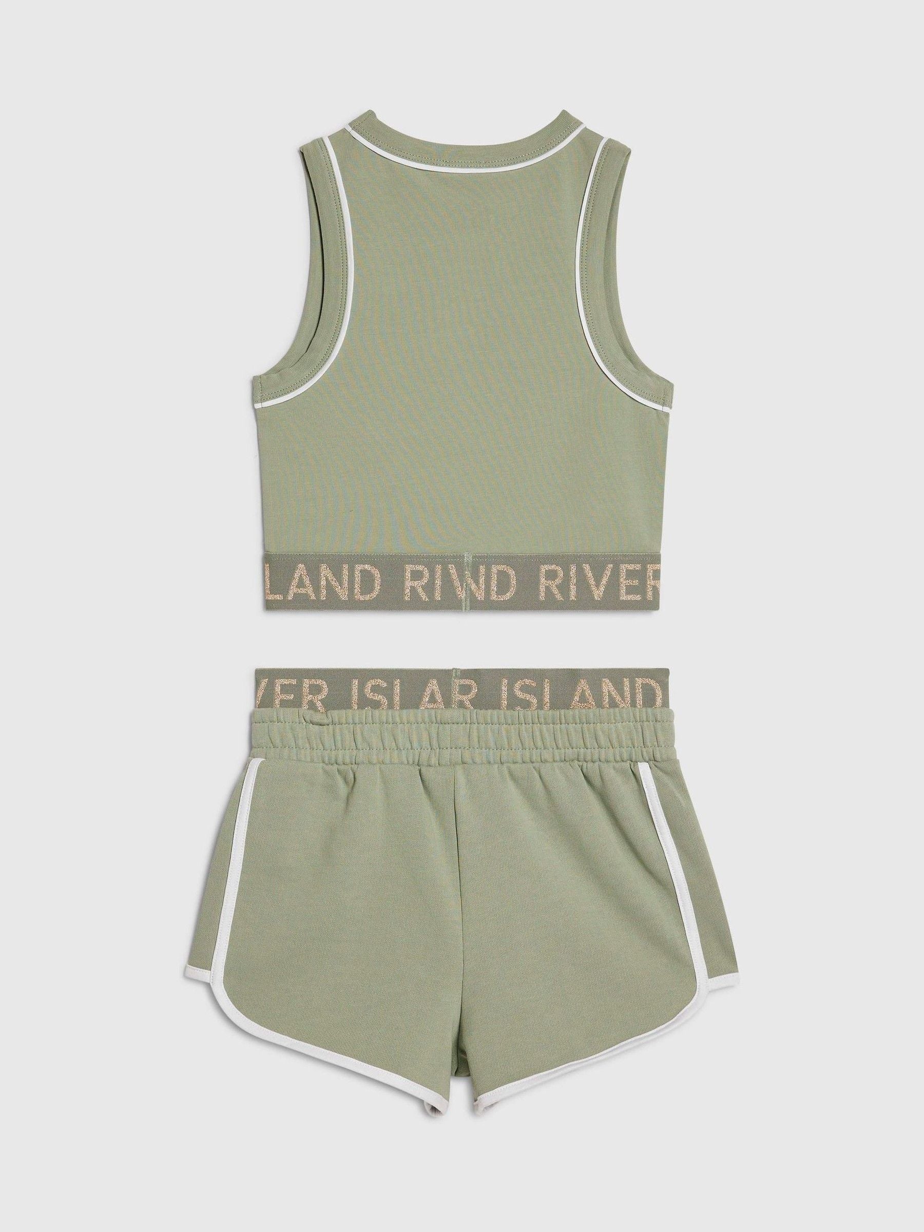 Dsiney Kidz - River Island Green Logo Waistband Tank & Short Set image 2