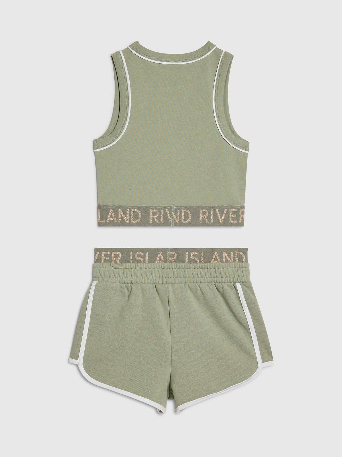 Dsiney Kidz - River Island Green Logo Waistband Tank & Short Set image 2