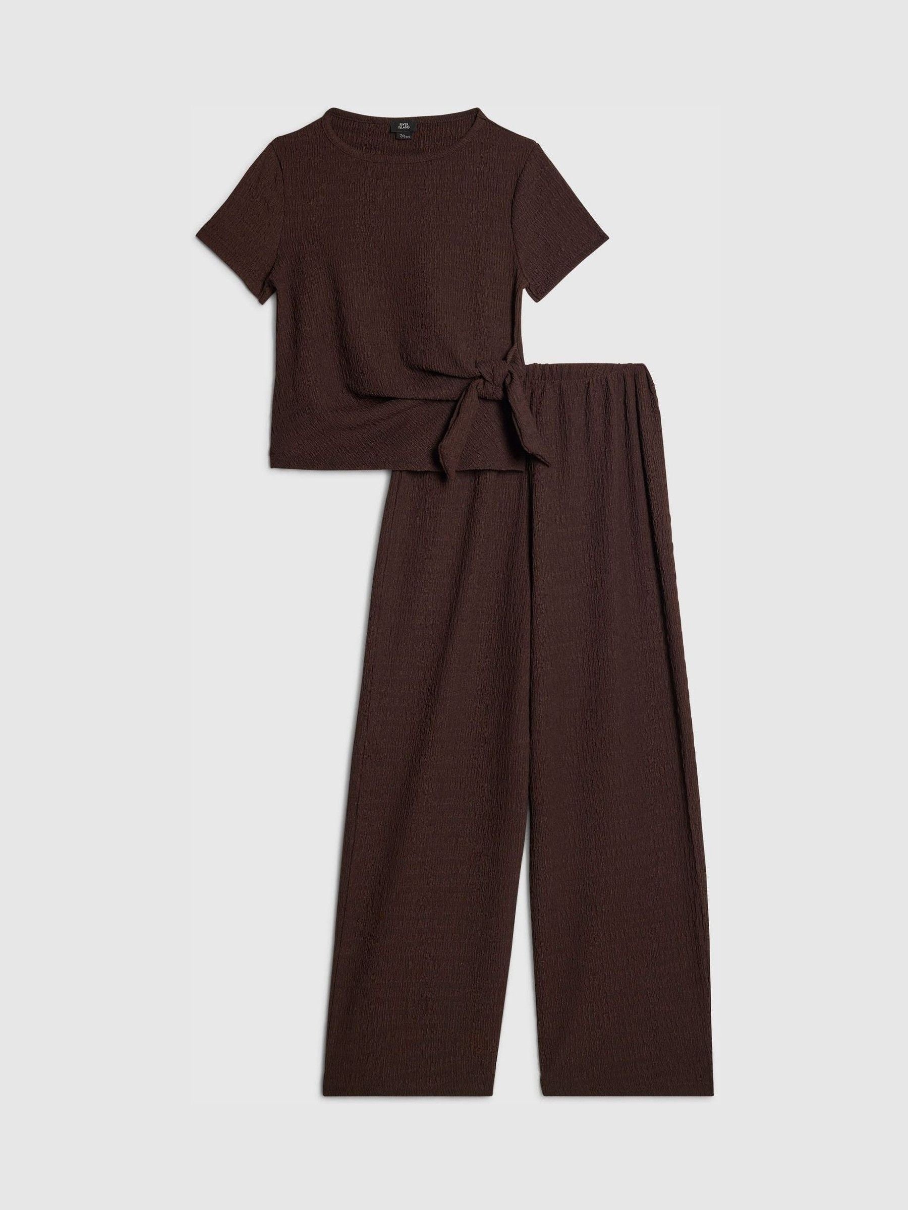 Dsiney Kidz - River Island Brown Knot T-Shirt & Wide Leg Trousers Set image 1