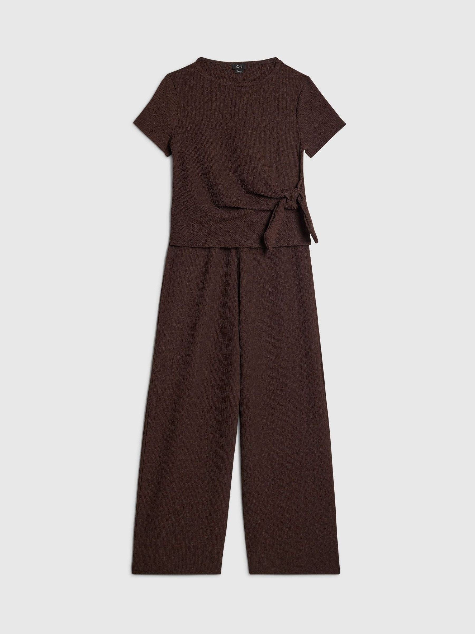 Dsiney Kidz - River Island Brown Knot T-Shirt & Wide Leg Trousers Set image 3