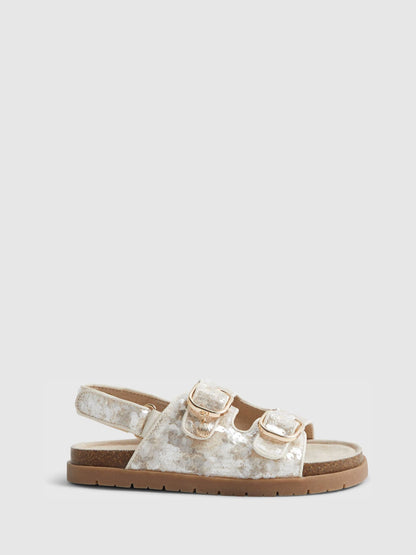 River Island Brown Sequin Footbed With Charm Sandals image 1