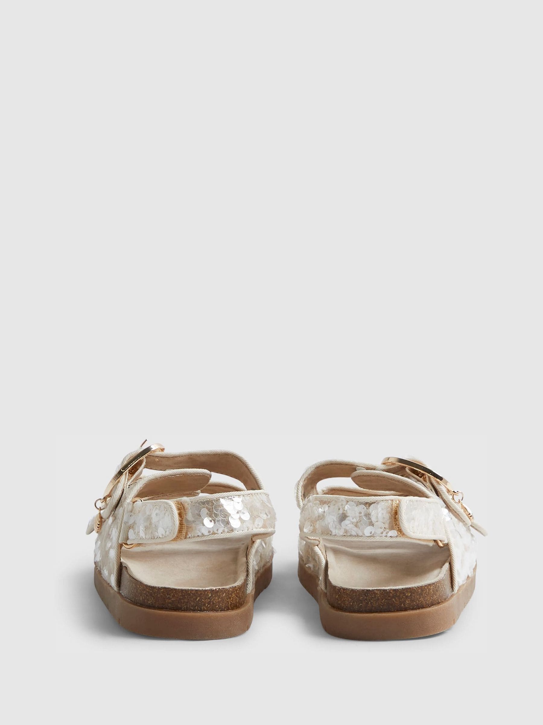 River Island Brown Sequin Footbed With Charm Sandals image 3