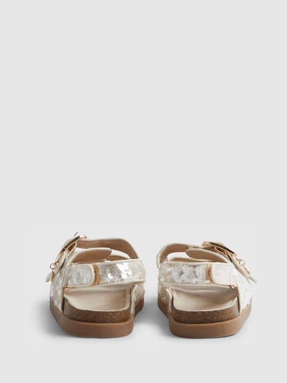 River Island Brown Sequin Footbed With Charm Sandals image 3