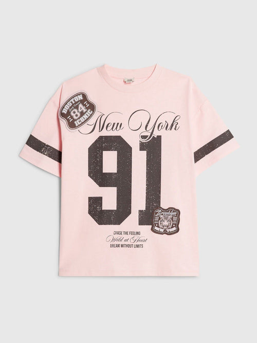 Dsiney Kidz - River Island Pink New York  T-Shirt image 1
