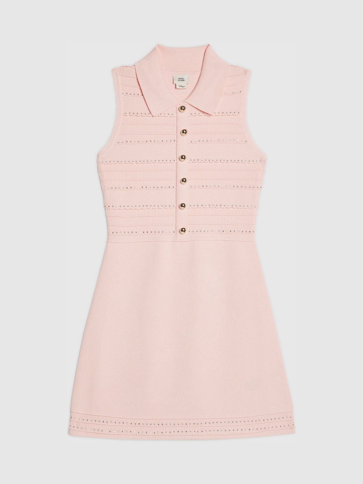 River Island Pink Diamonte Knitted Dress image 1